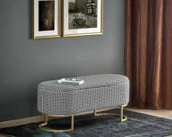 Ławka Edessa z pojemnikiem, w pepitkę