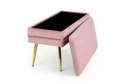 Ławka Vanel z pojemnikiem różowa/ złota
