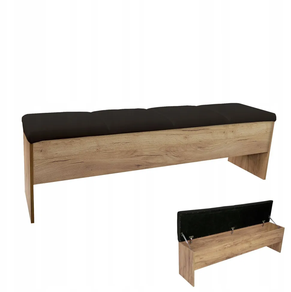 Ławka/skrzynia 164cm dąb/czarny