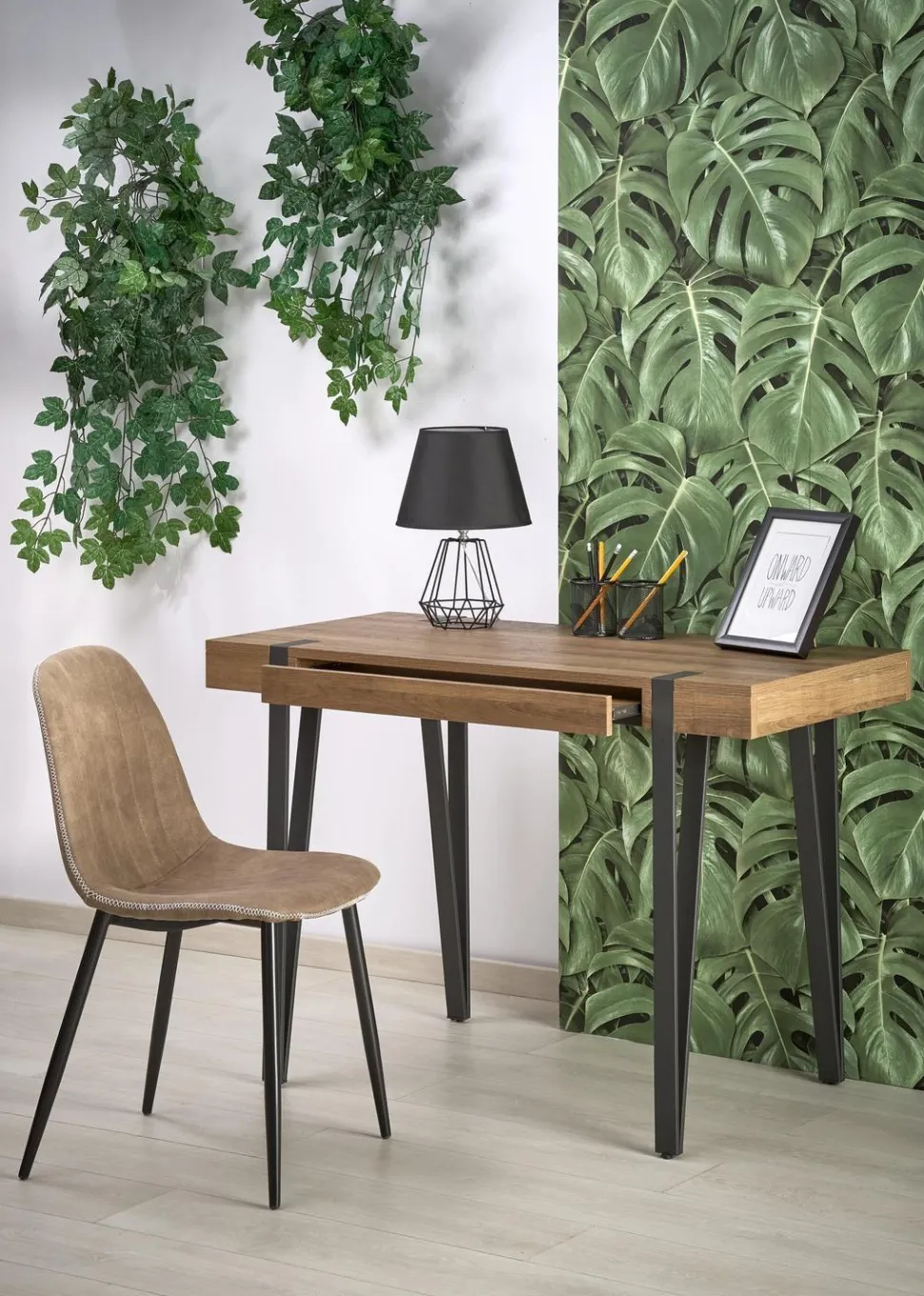 Biurko Indorika orzech miodowy/czarne