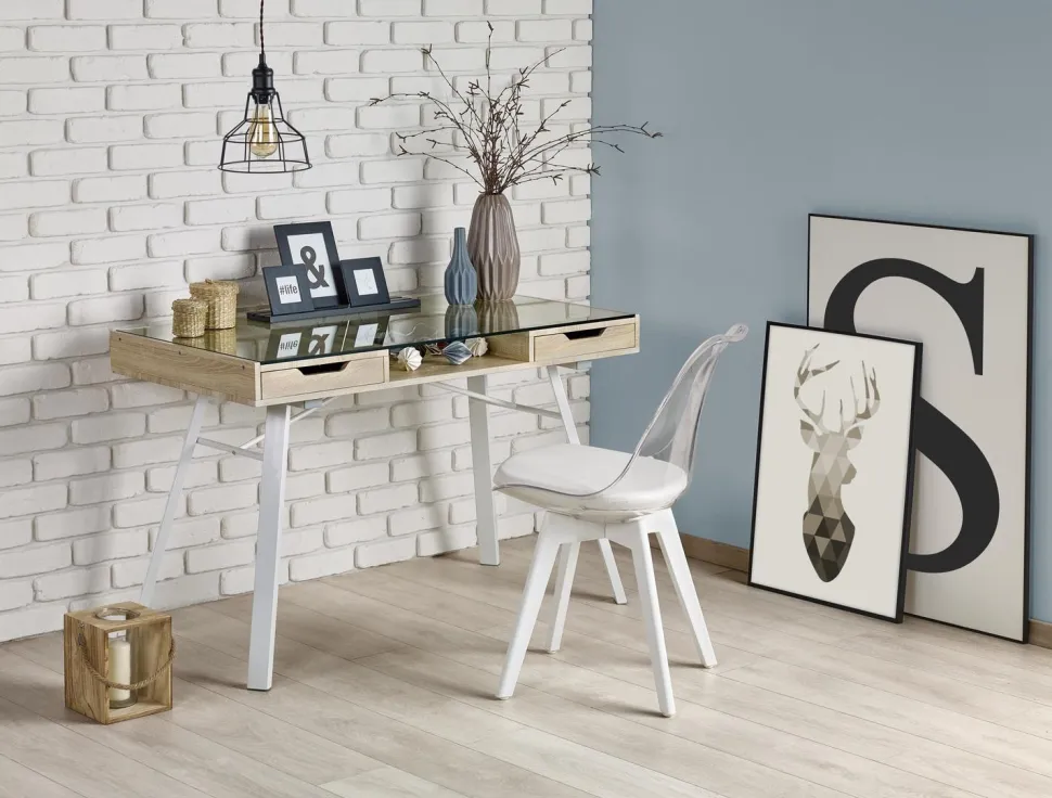 Biurko Sabal dąb sonoma/ białe