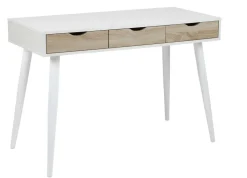 Biurko Scandi białe/ bielone szuflady z 3 szufladami