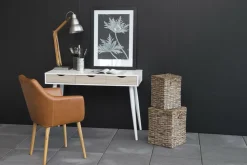 Biurko Scandi białe/ bielone szuflady z 3 szufladami