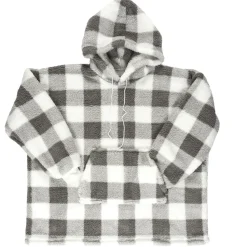 Bluza ocieplana długa/ snuddie w kratę szara/biała