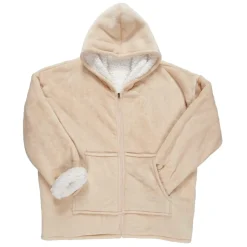 Bluza ocieplana rozpinana/ snuddie z kieszenią beżowa