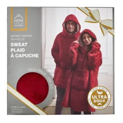 Bluza ocieplana szeroka/ snuddie z kieszenią czerwona