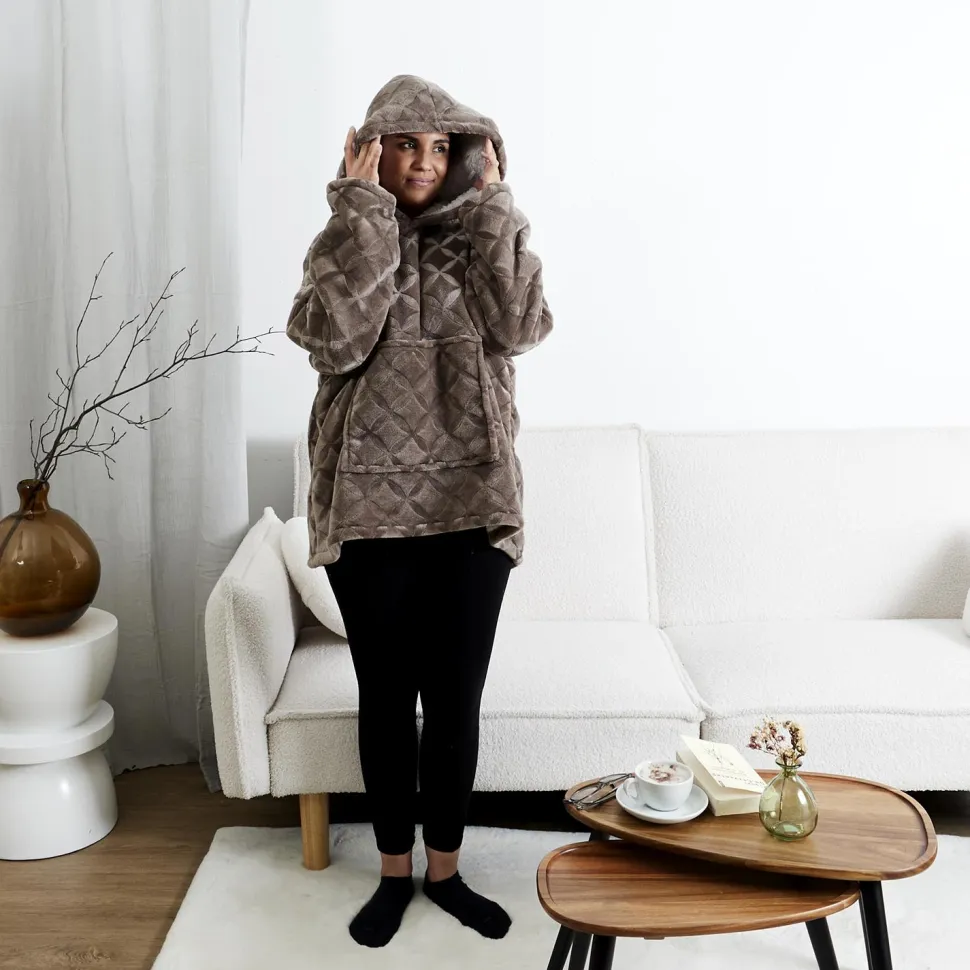 Bluza ocieplana z kapturem/snuddie brązowa