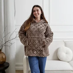 Bluza ocieplana z kapturem/snuddie brązowa