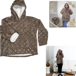 Bluza ocieplana z kapturem/snuddie brązowa