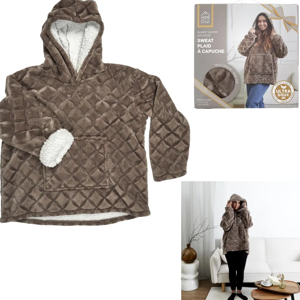 Bluza ocieplana z kapturem/snuddie brązowa