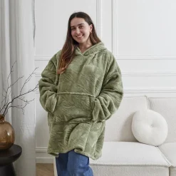 Bluza ocieplana z kapturem/snuddie zielona