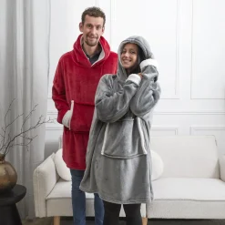 Bluza ocieplana z kieszenią/snuddie bordowa