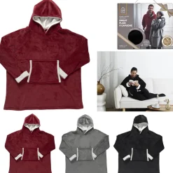 Bluza ocieplana z kieszenią/snuddie bordowa