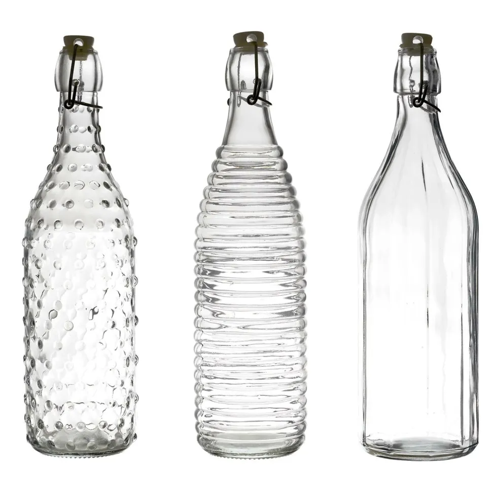 Butelka szklana 1L paski