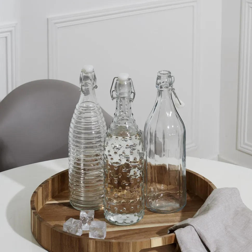 Butelka szklana 1L paski