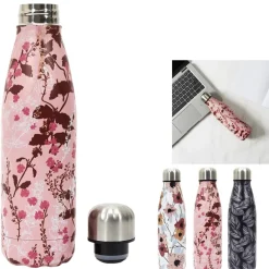 Butelka termiczna Flower biało różowa
