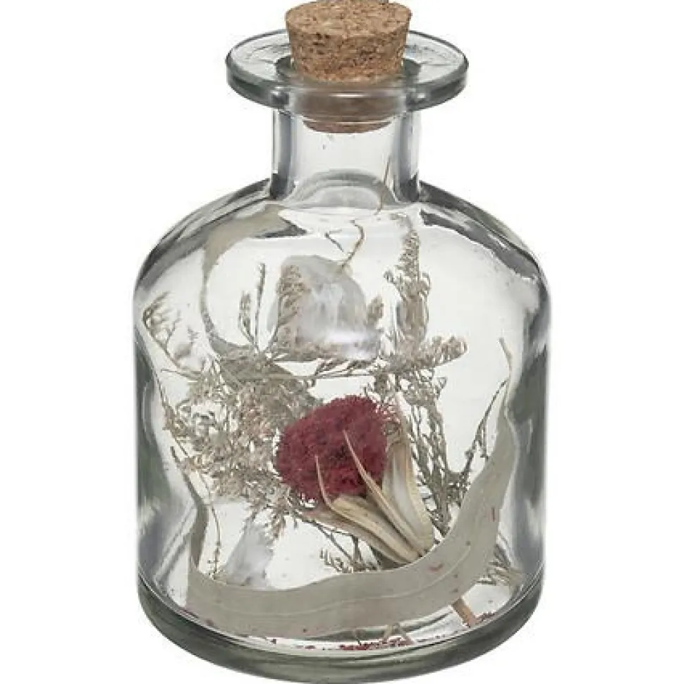Butelka z suszonymi kwiatami 8x11 cm czerwony kwiat