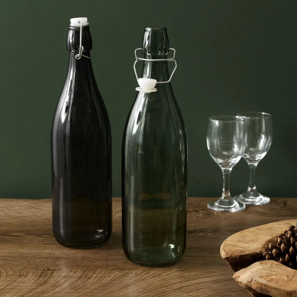 Butleka szklana 1L dymiona gładka