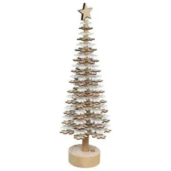 Choinka drewniana 40 cm biała/naturalna