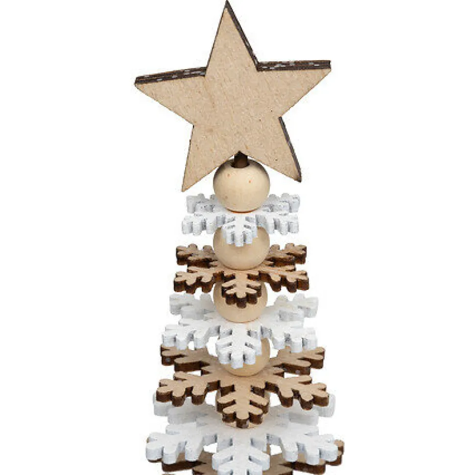 Choinka drewniana 40 cm biała/naturalna