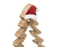 Choinka z czapką Mikołaja 21 cm           drewniana