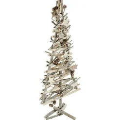 Choinka z gałązkami i gwiazdami 57 cm drewniana