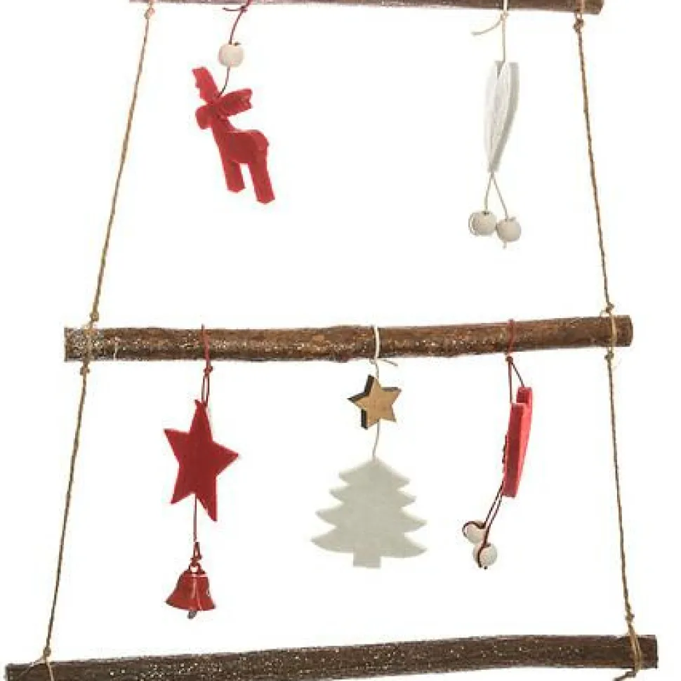 Dekoracja ścienna Choinka 83 cm czerwona/drewniana