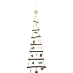 Dekoracja ścienna Choinka 88 cm           zielona/drewniana