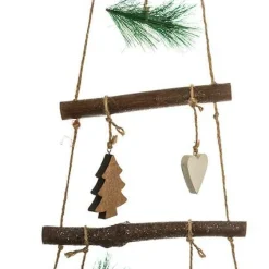 Dekoracja ścienna Choinka 88 cm           zielona/drewniana