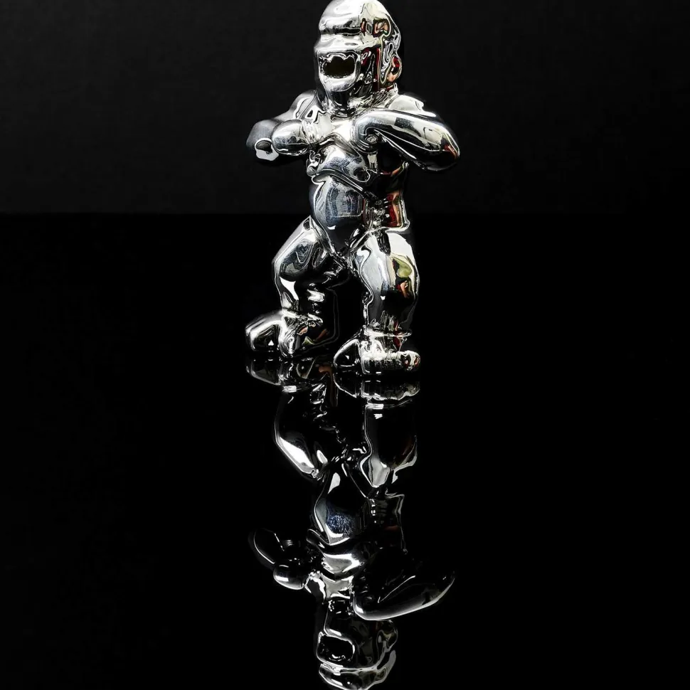 Dekoracja Goryl srebrny mini