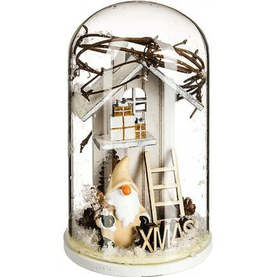 Dekoracja z Mikołajem pod szklanym kloszem