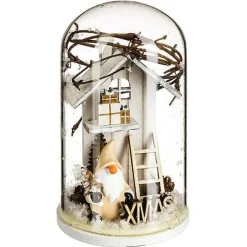 Dekoracja z Mikołajem pod szklanym        kloszem