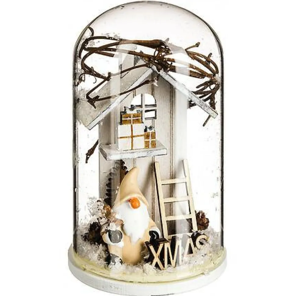 Dekoracja z Mikołajem pod szklanym kloszem