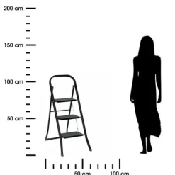 Drabinka składana 3-stopniowa metalowa    czarna