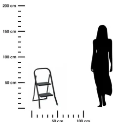 Drabinka składana 2-stopniowa metalowa    czarna