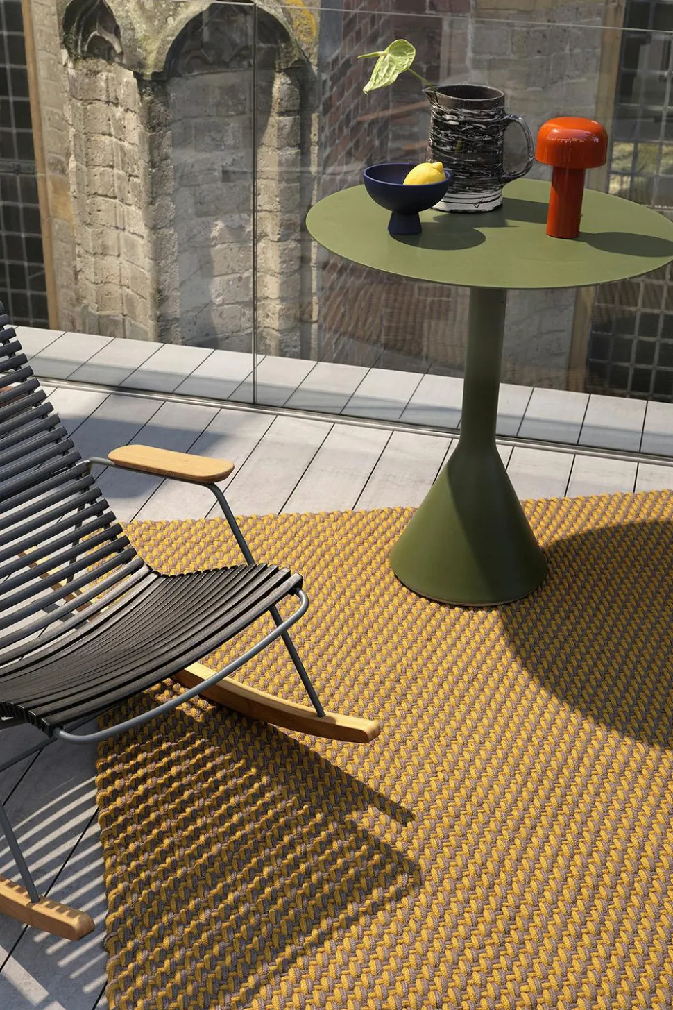 Dywan zewnętrzny Lace Golden Mustard Grey Taupe 200x280cm