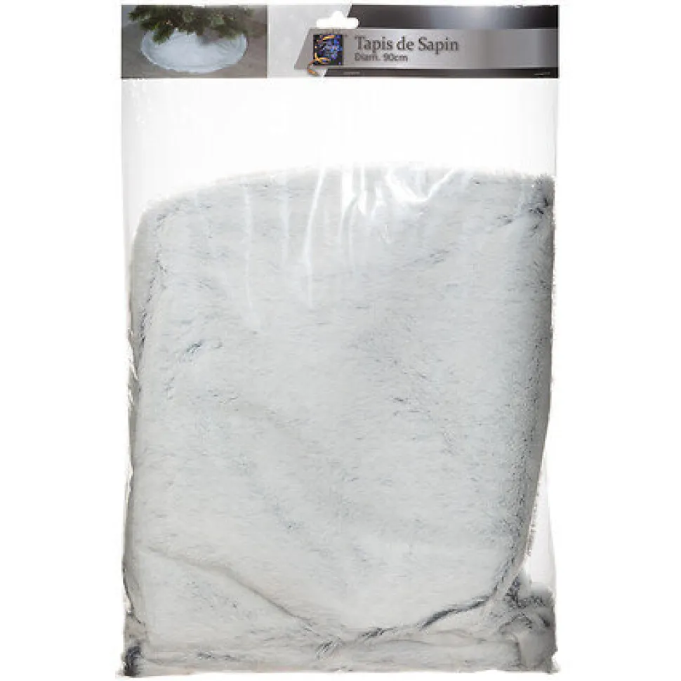 Dywanik pod choinkę z futerka 90 cm szary