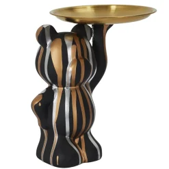 Figurka Deco Bear z tacą czarna