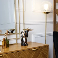 Figurka Deco Bear z tacą czarna