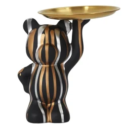 Figurka Deco Bear z tacą czarna