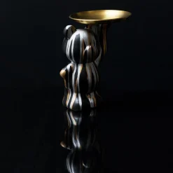 Figurka Deco Bear z tacą czarna