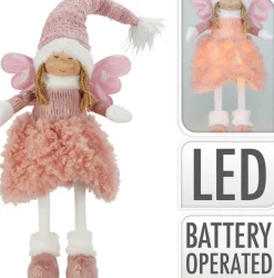Figurka dekoracyjna Aniołek 69cm LED różowy