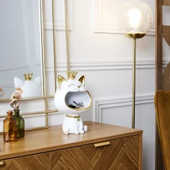 Figurka Kot do przechowywania biały/złoty