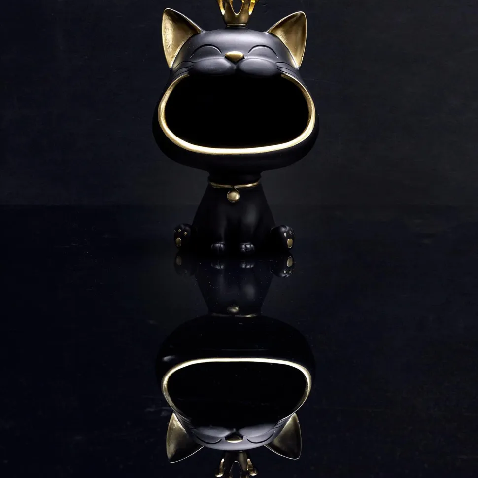Figurka Kot do przechowywania czarny/złoty