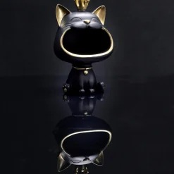Figurka Kot do przechowywania czarny/złoty
