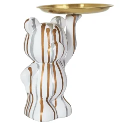 Figurka Miś z tacą do przechowywania biała