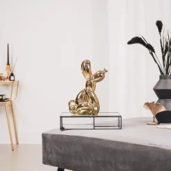 Figurka Pies balon złoty siedzący