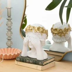 Figurka w kształcie głowy kobiety 22 cm   biała