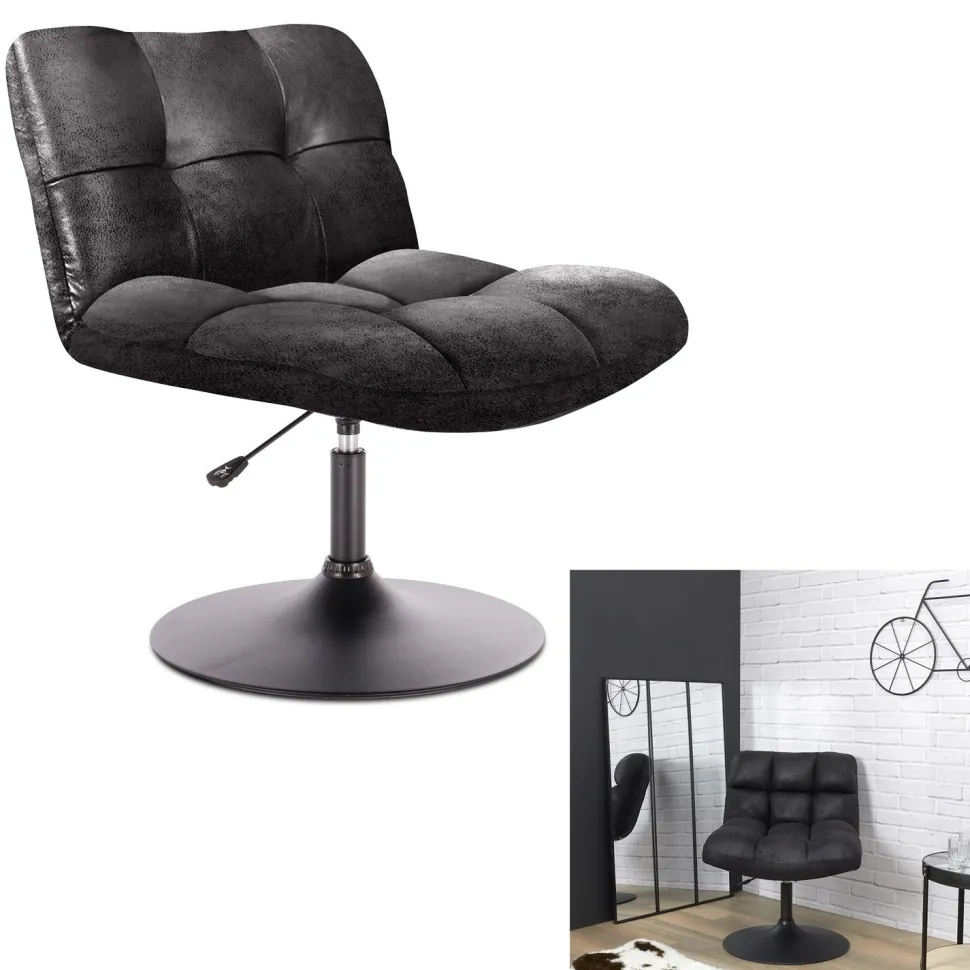 Fotel Anton obrotowy czarny vintage PU