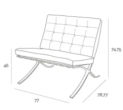 Fotel BA1 skóra naturalna biała inspirowany Barcelona